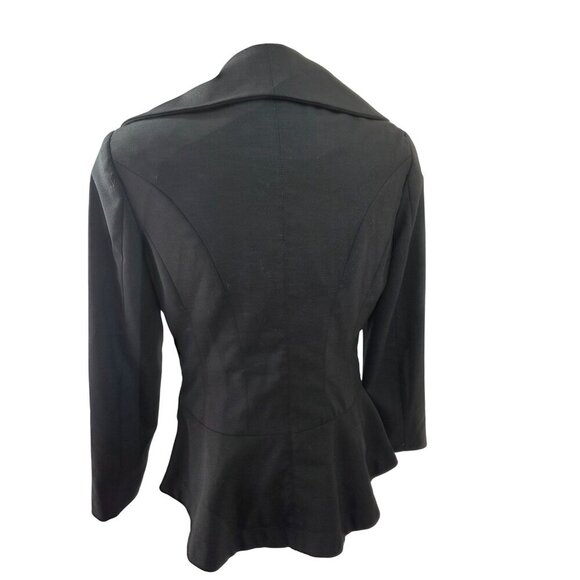 Millard Fillmore MF-13 Y2K Black Blazer Jacket Hers Sz M/L Ruffle Lapel Peplum - Picture 3 of 10